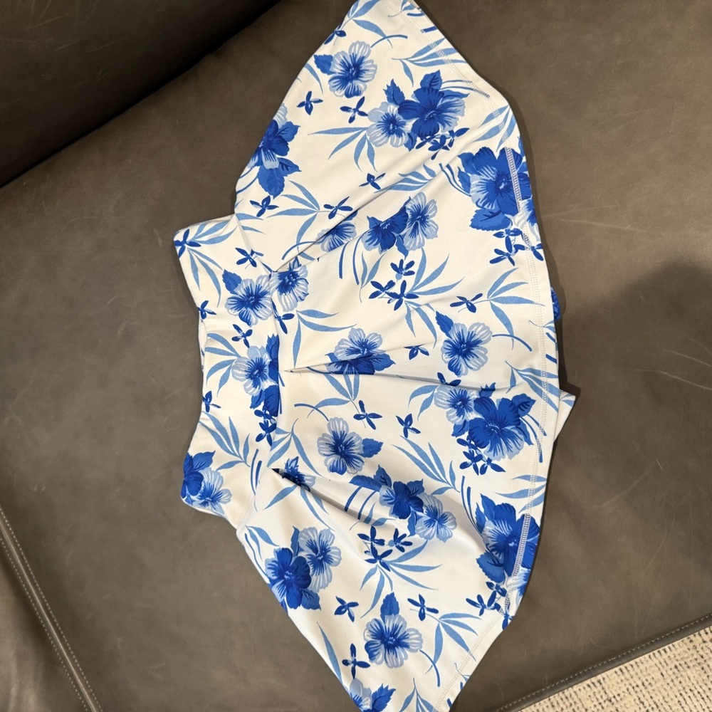 LoveShackFancy Cream and Blue Floral Skirt